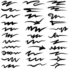 Underline icons. Black underline icons isolated on white background.