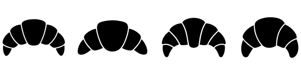 Croissant icons. Black croissant icons isolated on white background.