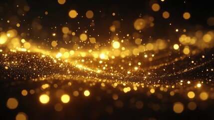 Obraz premium Golden glitter and bokeh lights creating a magical and festive atmosphere.