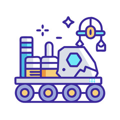 Modern planetary rover illustration on black background icon