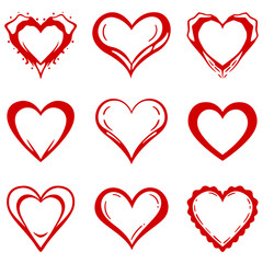 Heart icon. Red heart icons in flat design.