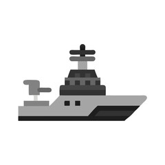 Modern Gray Warship on a Black Background Icon
