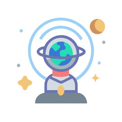 Cosmic Being: A Planet Head in Deep Space