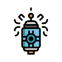 Blue Lantern with Center Design Against a Black Background