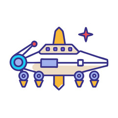 Retro Alien Spaceship, Star, and Black Background Illustration