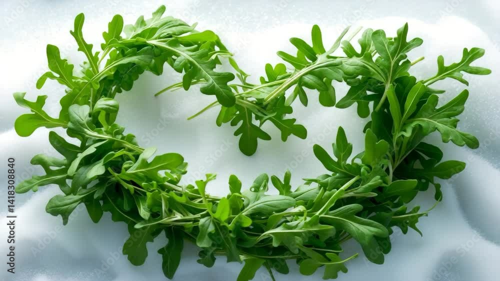 Poster isolated pattern of fresh salad leaves on a white background from a top view