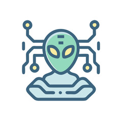 Cybernetic Alien with Computer Connections Illustration on Black