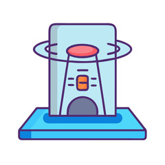 Abstract cartoon object on black background, retro technology.