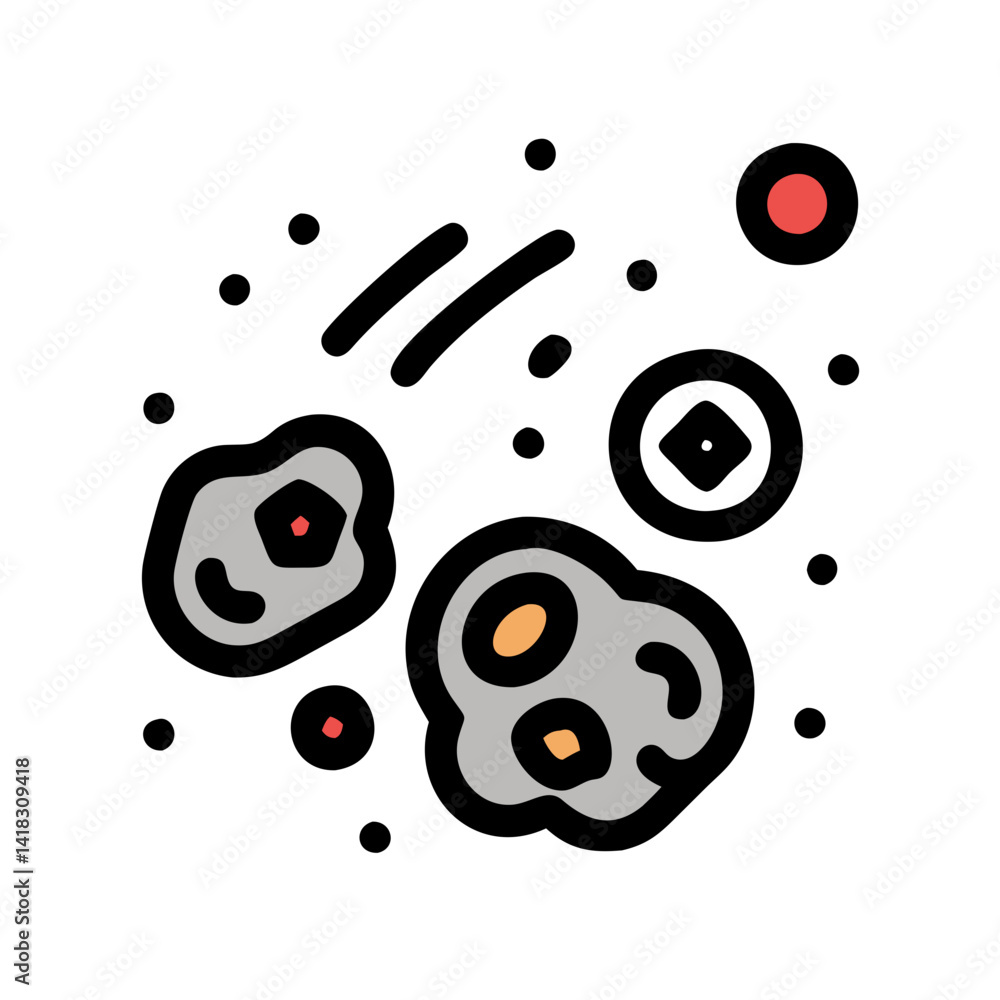 Poster asteroids in space: space rocks with red planet