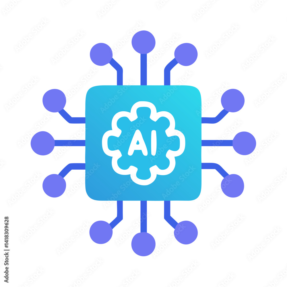 Poster ai chip technology, artificial intelligence, neural network concept