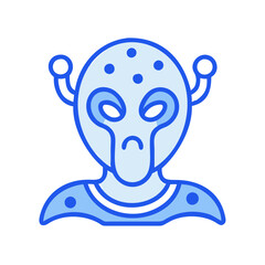 Blue Alien Head Vector Icon with Black Background