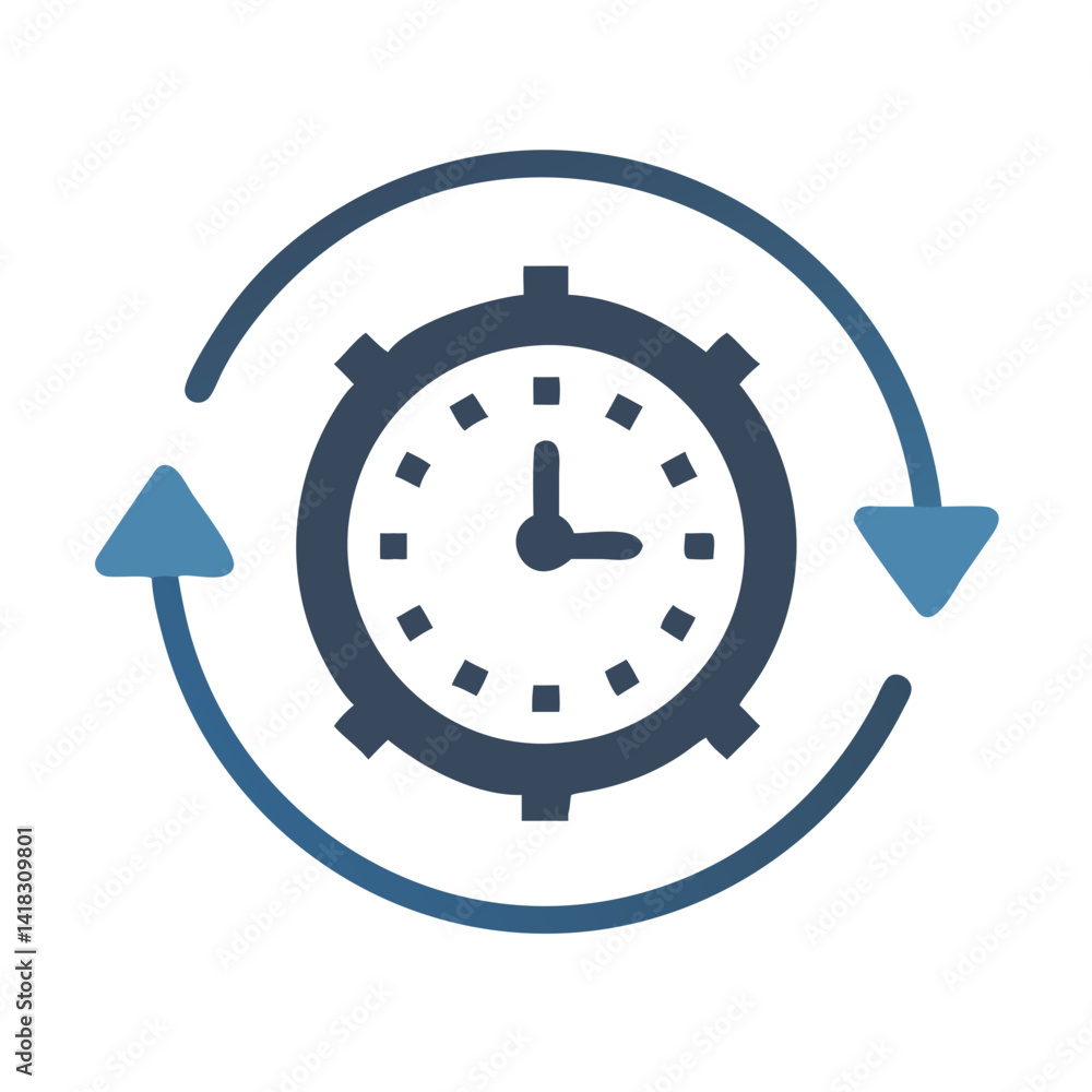 Poster automation time cycle icon with arrows on black