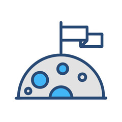Moon landing flag icon - space exploration concept
