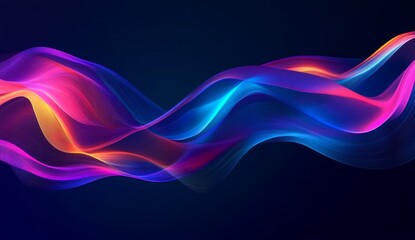 Abstract vibrant neon wave flowing on dark background.