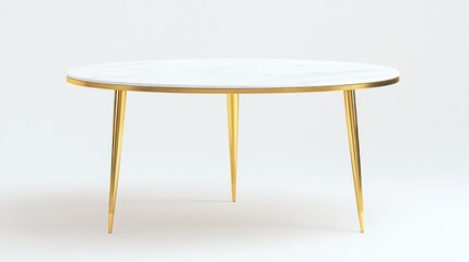 Fototapeta premium Elegant Round Table with Marble Top and Gold Legs for Modern Interior Design