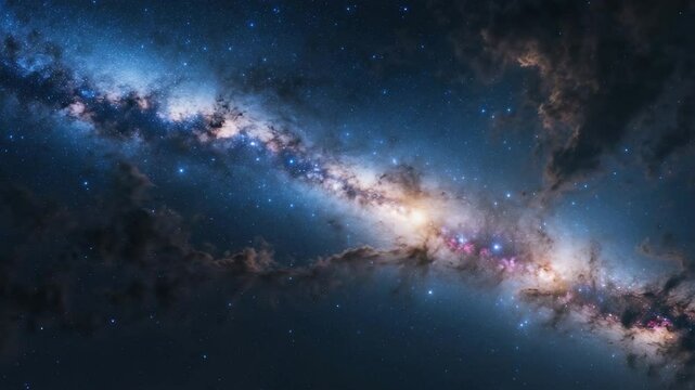The Milky Way galaxy universe featuring stars against the night sky with an eerie glow from the stars