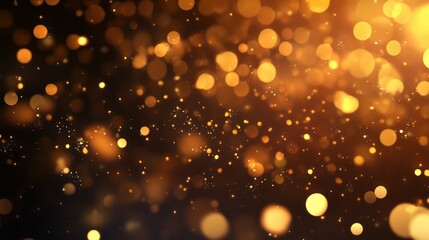 Golden bokeh lights create a sparkling, magical, and festive background.