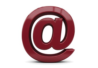 A red at symbol 3d render illustration on white background