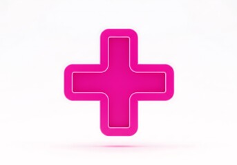 Obraz premium Pink plus sign symbol illustration on white background
