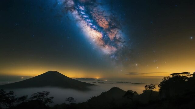 Midnight videograph of the Milky Way galaxy taken from Mount Andong