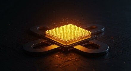 Technology concept with microprocessor components for data processing and electronic engineering applications.