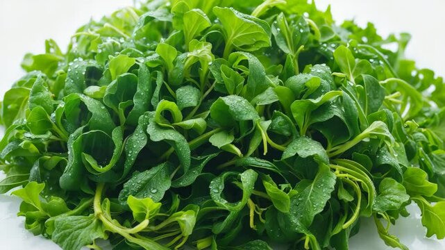 Heap of green rucola leaves