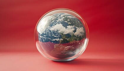 Earth enclosed within a transparent sphere, symbolizing confinement.