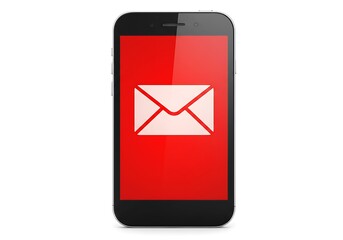 Smartphone with email notification on white background