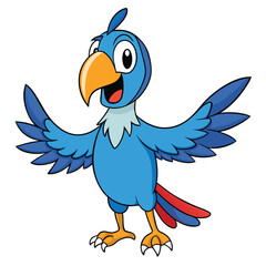 Colorful Cartoon Parrot with Open Wings Illustration