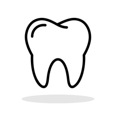 Tooth icon. Black outline of a tooth isolated on white background.