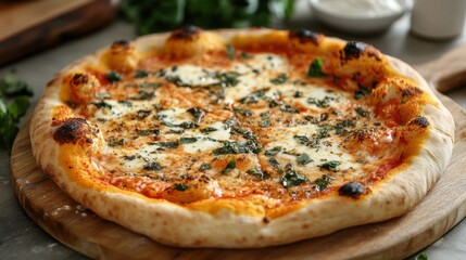 basil pizza in white bg