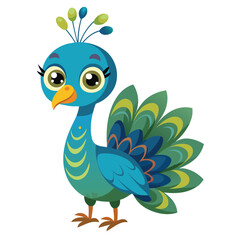 Colorful Cartoon Peacock Illustration | Cute Peacock Clipart