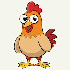 Funny Cartoon Chicken Illustration | Cute Farm Animal Clipart