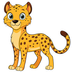 Cartoon Cheetah Clipart | Cute Spotted Big Cat Illustration for Kids