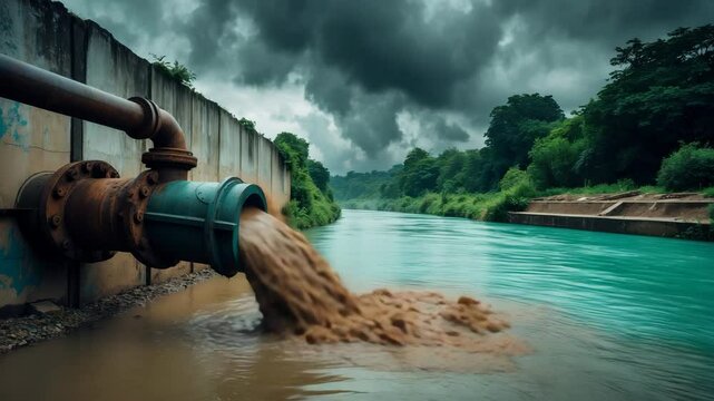 Sewage or municipal wastewater generated by communities released into rivers