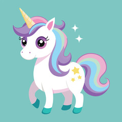 A cute unicorn cartoon vector illustration  animal, isolated on white