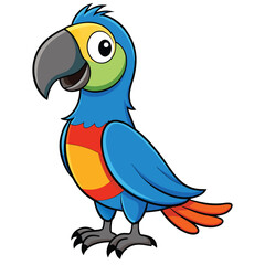 Colorful Cartoon Parrot Vector – Fun Tropical Bird Illustration for Kids & Decor