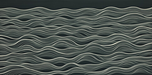A detailed close up view of a wave pattern displayed on a black background
