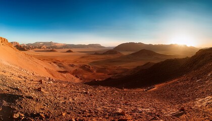 Fototapeta premium Martian surface panorama landscape