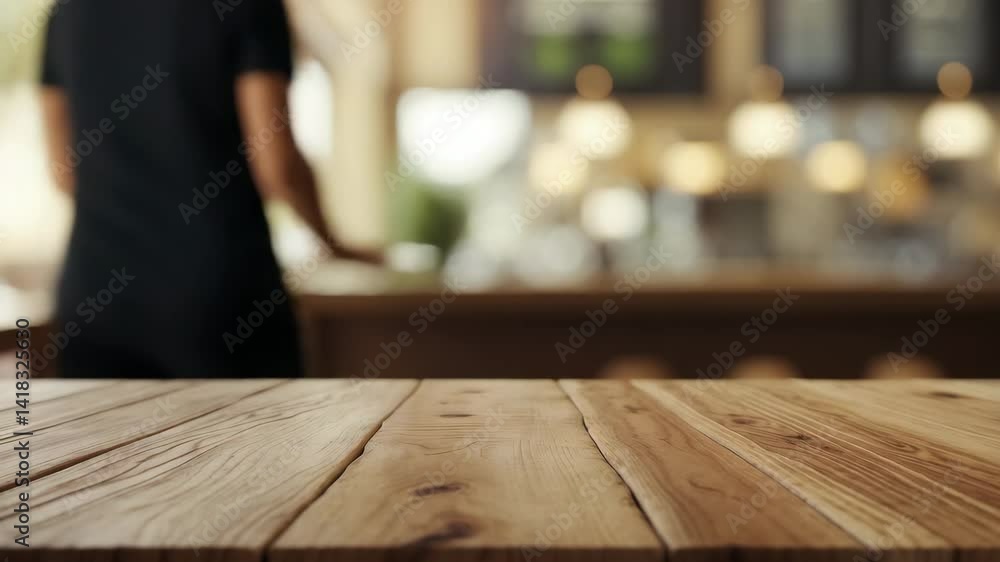 Aufkleber wooden board and empty table with abstract background