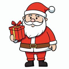 Santa Claus holding gifts in a cheerful Christmas cartoon illustration