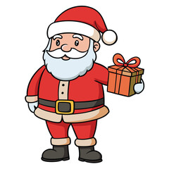 Santa Claus holding gifts in a cheerful Christmas cartoon illustration