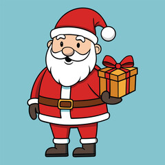 Santa Claus holding gifts in a cheerful Christmas cartoon illustration