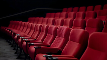 Obraz premium Empty Cinema Hall With Red Seats