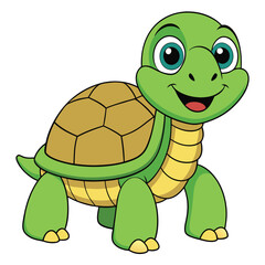 This cute green cartoon turtle is a happy reptile animal with a shell, offering a fun illustration of nature's wildlife