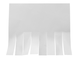 Blank tear off paper advertisement with copy space on transparent background. Isolated