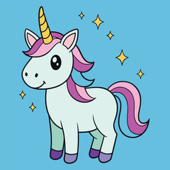 A cute unicorn cartoon vector illustration  animal, isolated on white