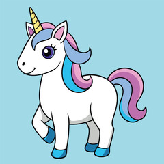 A cute unicorn cartoon vector illustration  animal, isolated on white