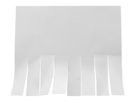 Blank tear off paper advertisement with copy space on transparent background. Isolated