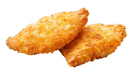 Crispy fried chicken breast isolated on a transparent background